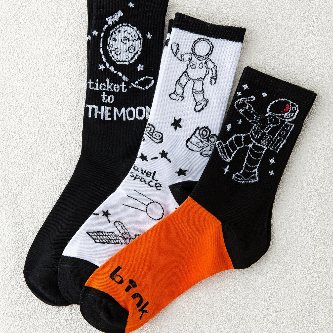 3pairs Astronaut Pattern Socks