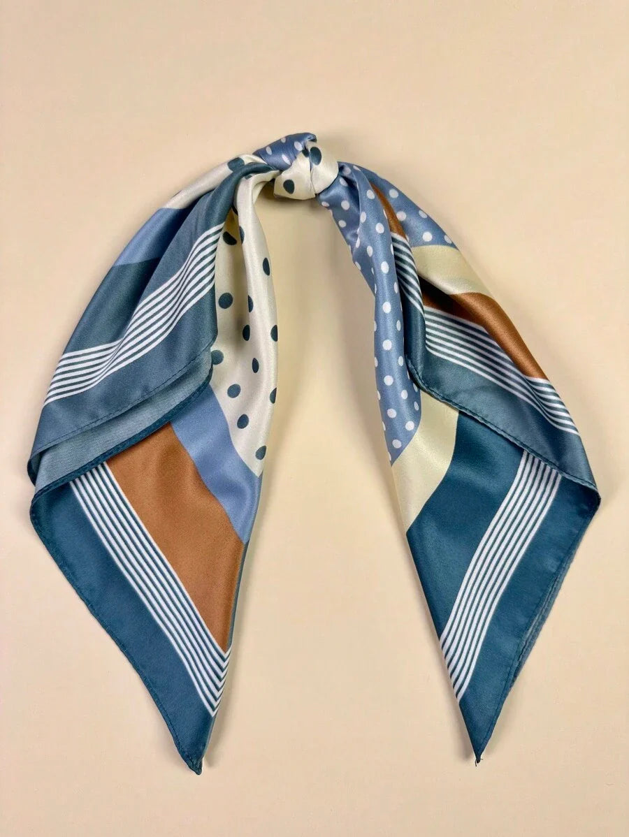 Women Vintage Dots Print Square Head Band