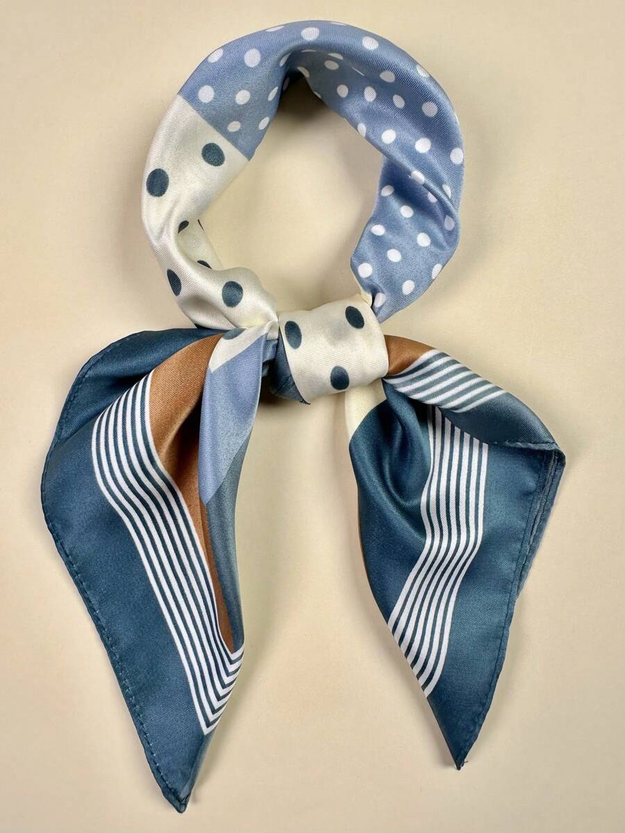 Women Vintage Dots Print Square Head Band