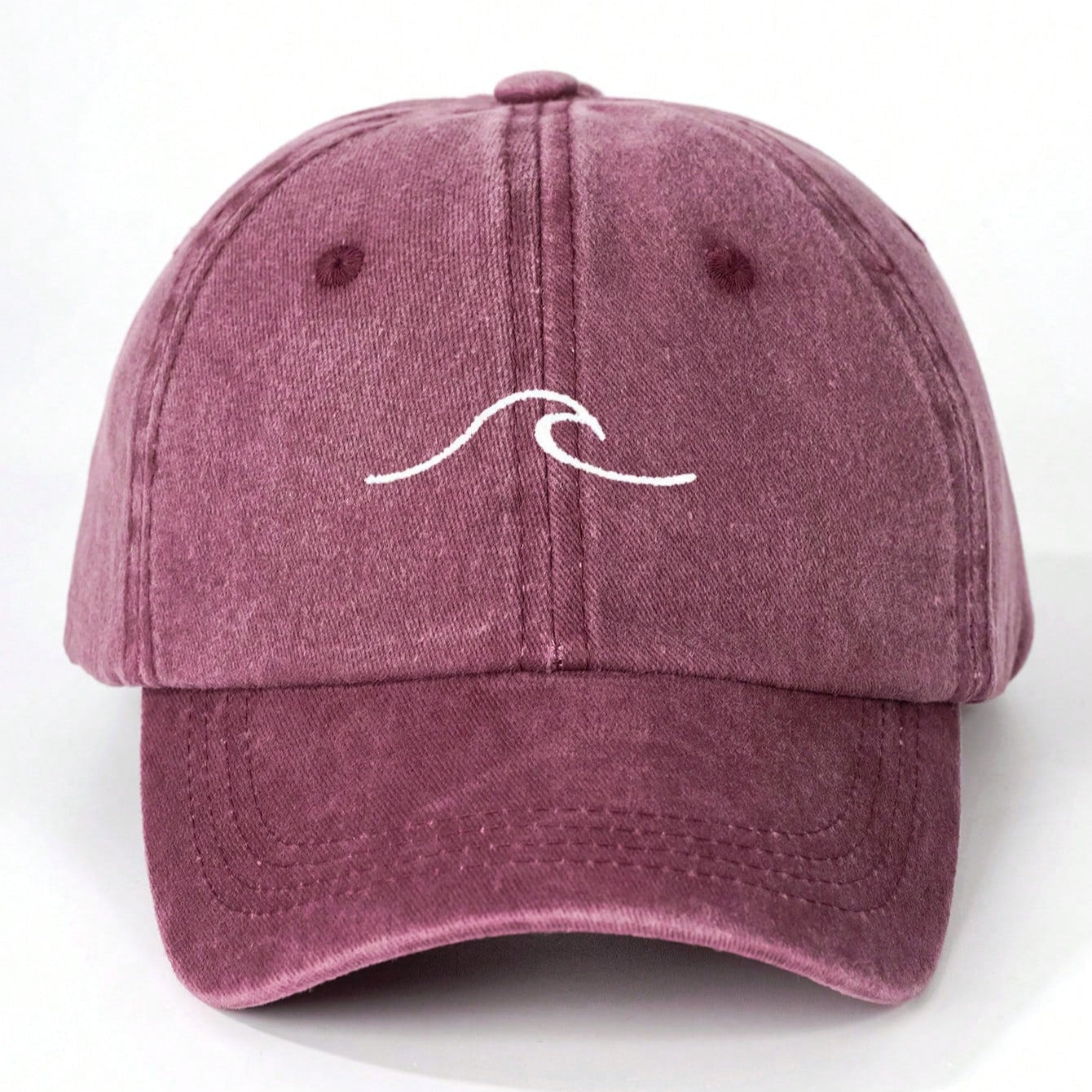 Vintage Washed Maroon Wave Cap – Unisex Summer Surf Hat