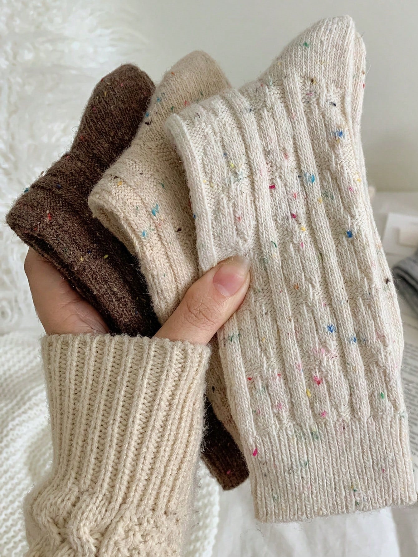 Cozy Knit Speckled Wool Socks - Soft & Warm Winter Essentials