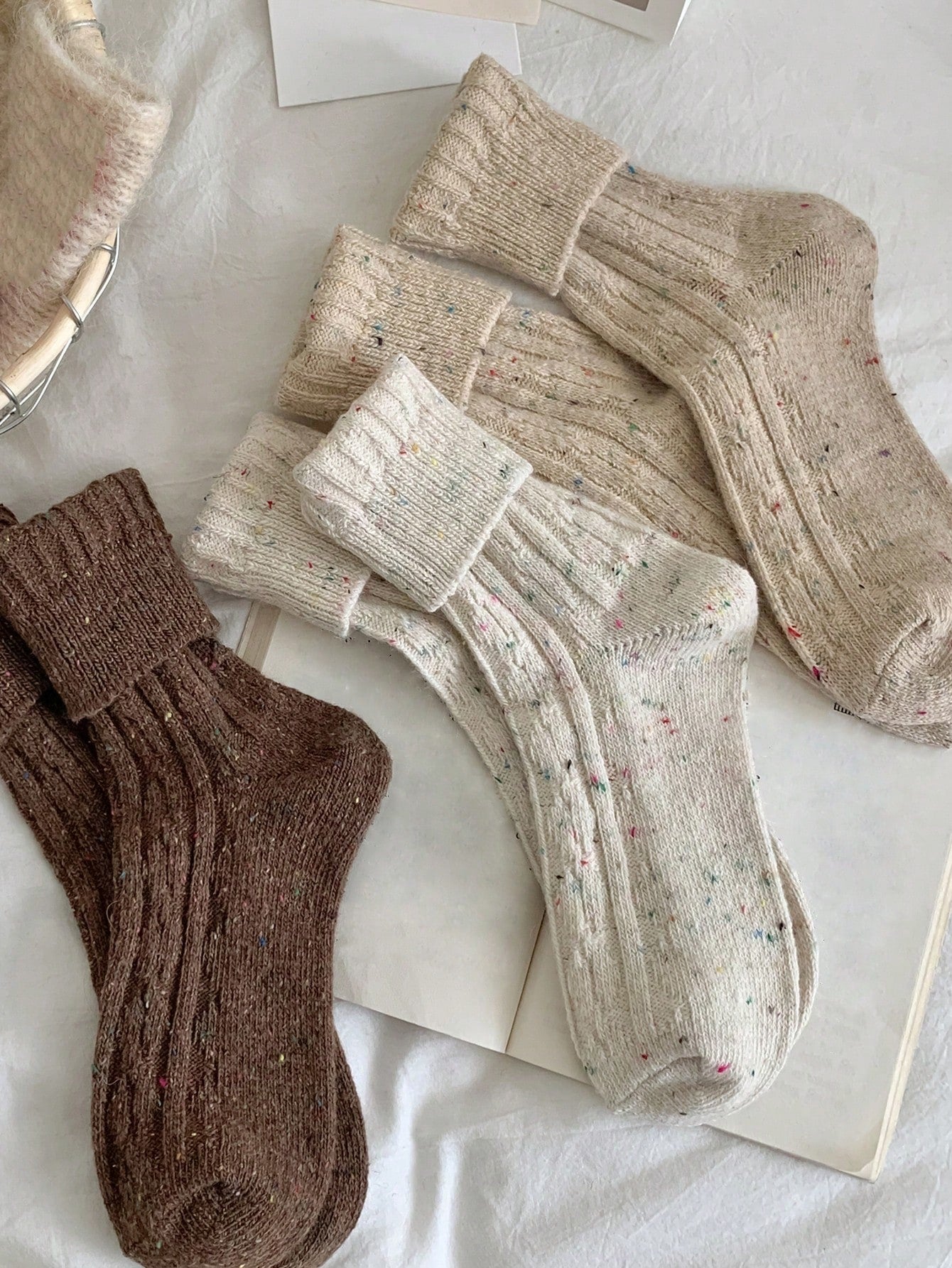 Cozy Knit Speckled Wool Socks - Soft & Warm Winter Essentials