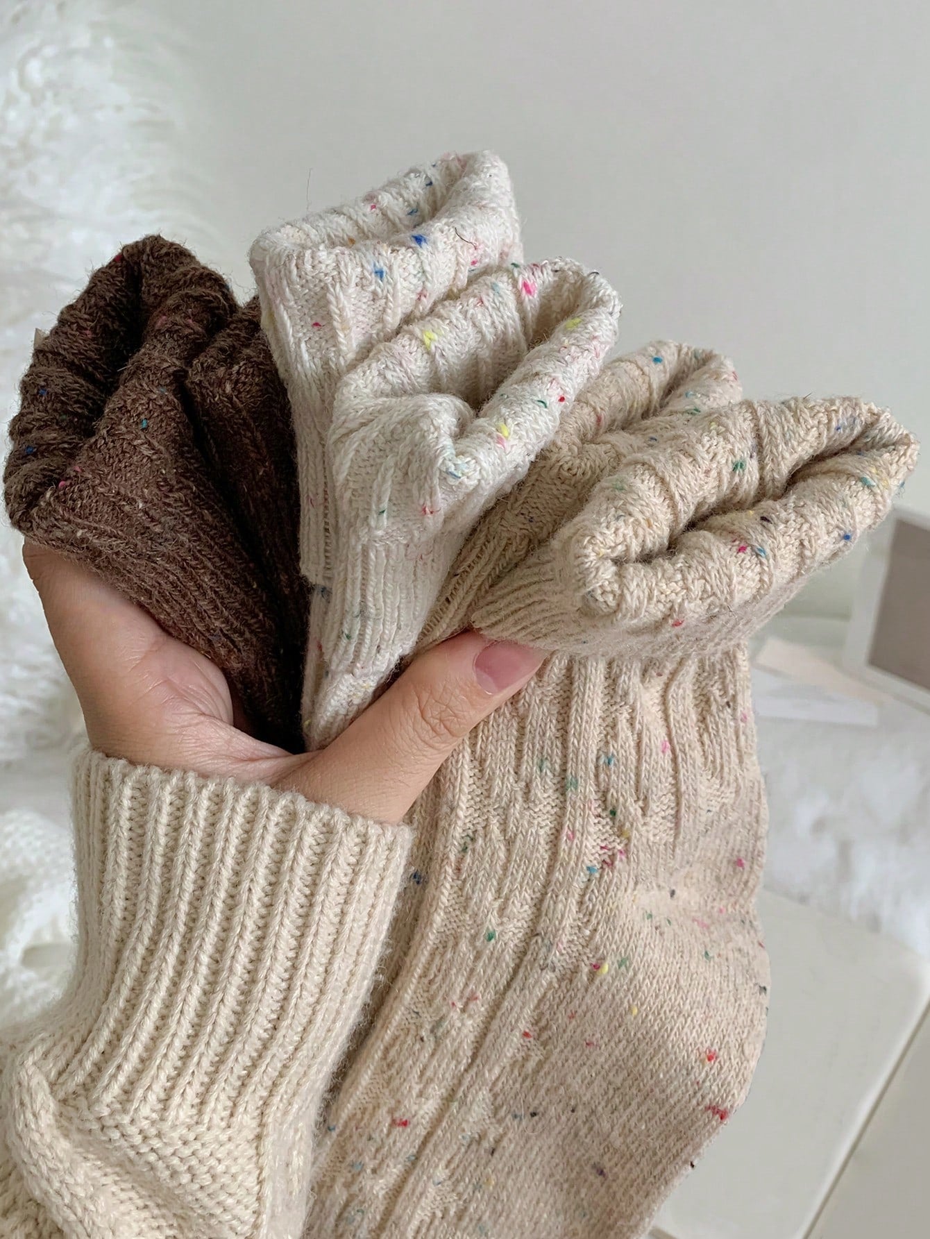 Cozy Knit Speckled Wool Socks - Soft & Warm Winter Essentials