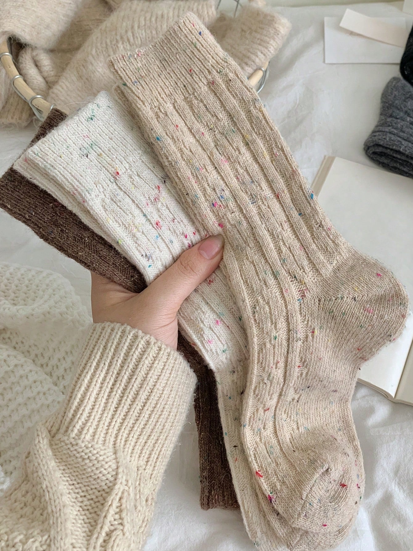 Cozy Knit Speckled Wool Socks - Soft & Warm Winter Essentials