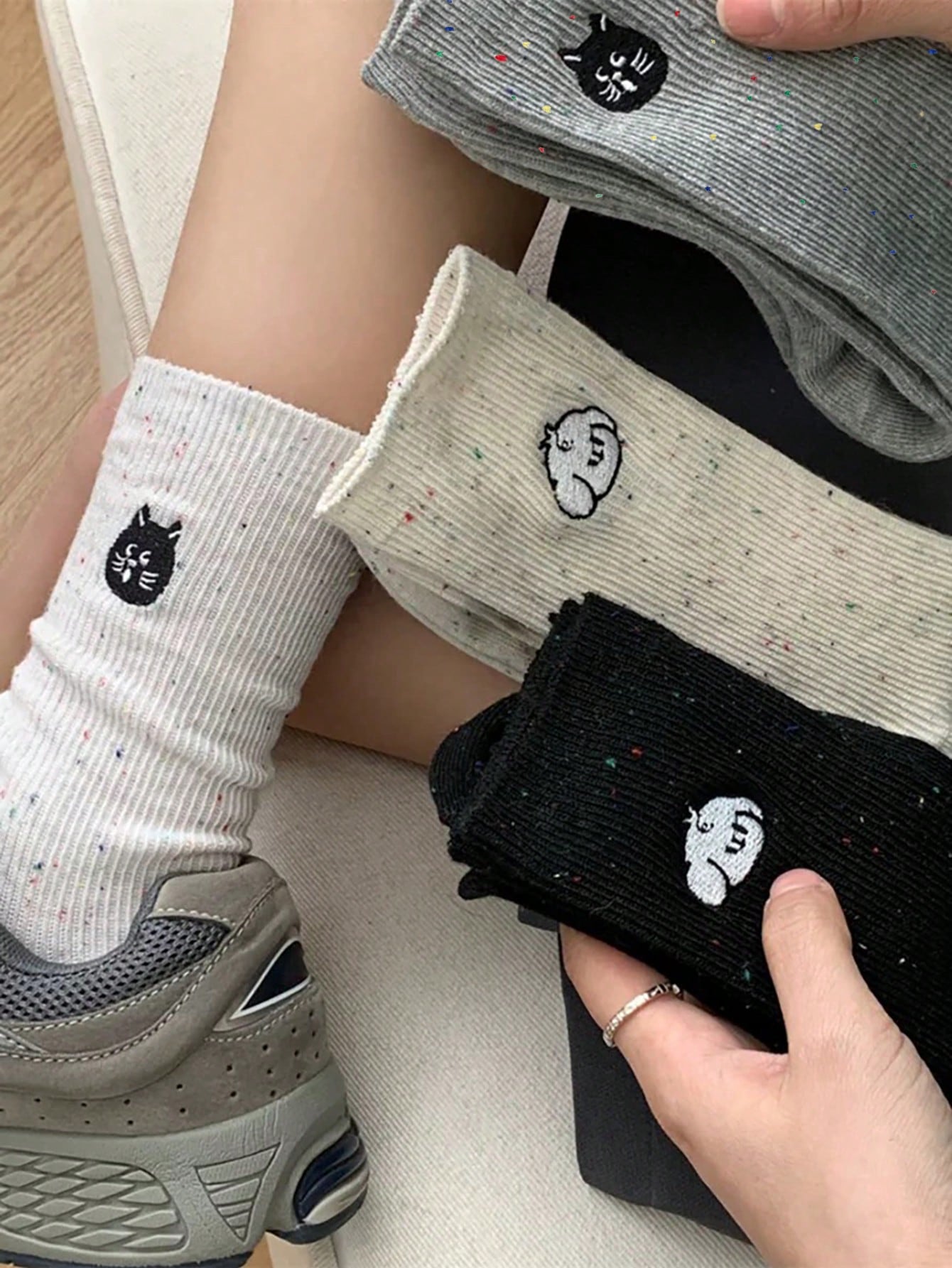 Cute Animal-Themed Socks Set – 4 Pairs with Playful Cat & Dog Designs