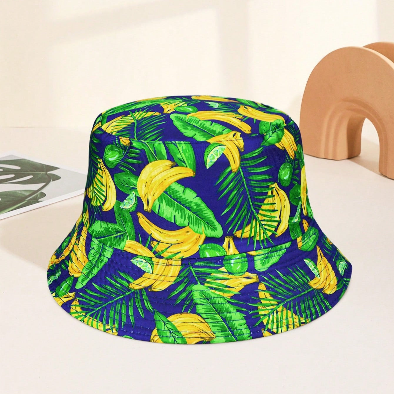 Neon Jungle Banana Bucket Hat – Bold Tropical Print for Festival Season