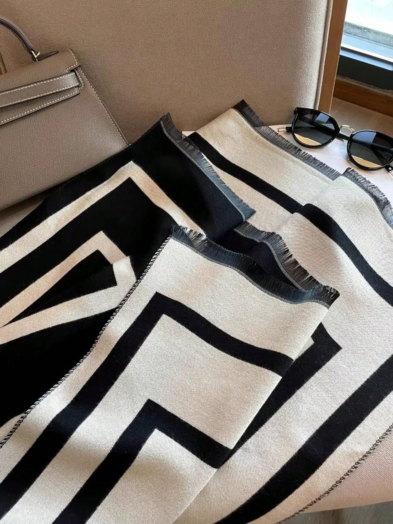 Timeless Black and White Plaid Scarf - Warm & Elegant Winter Style