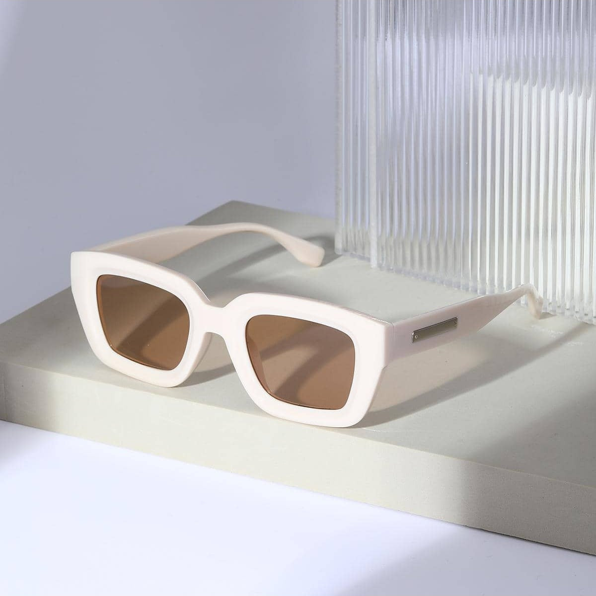 Chic White Sunglasses with Dark Brown Lenses
