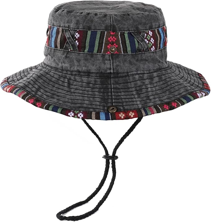 Handmade Vintage Boho Bucket Hat – Unisex Retro Style With Adjustable Strap