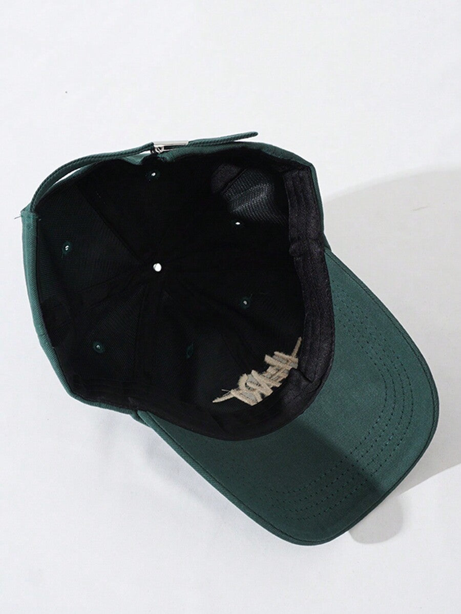 Heart Embroidered Baseball Cap – Adjustable Red & Dark Green Cotton Hat