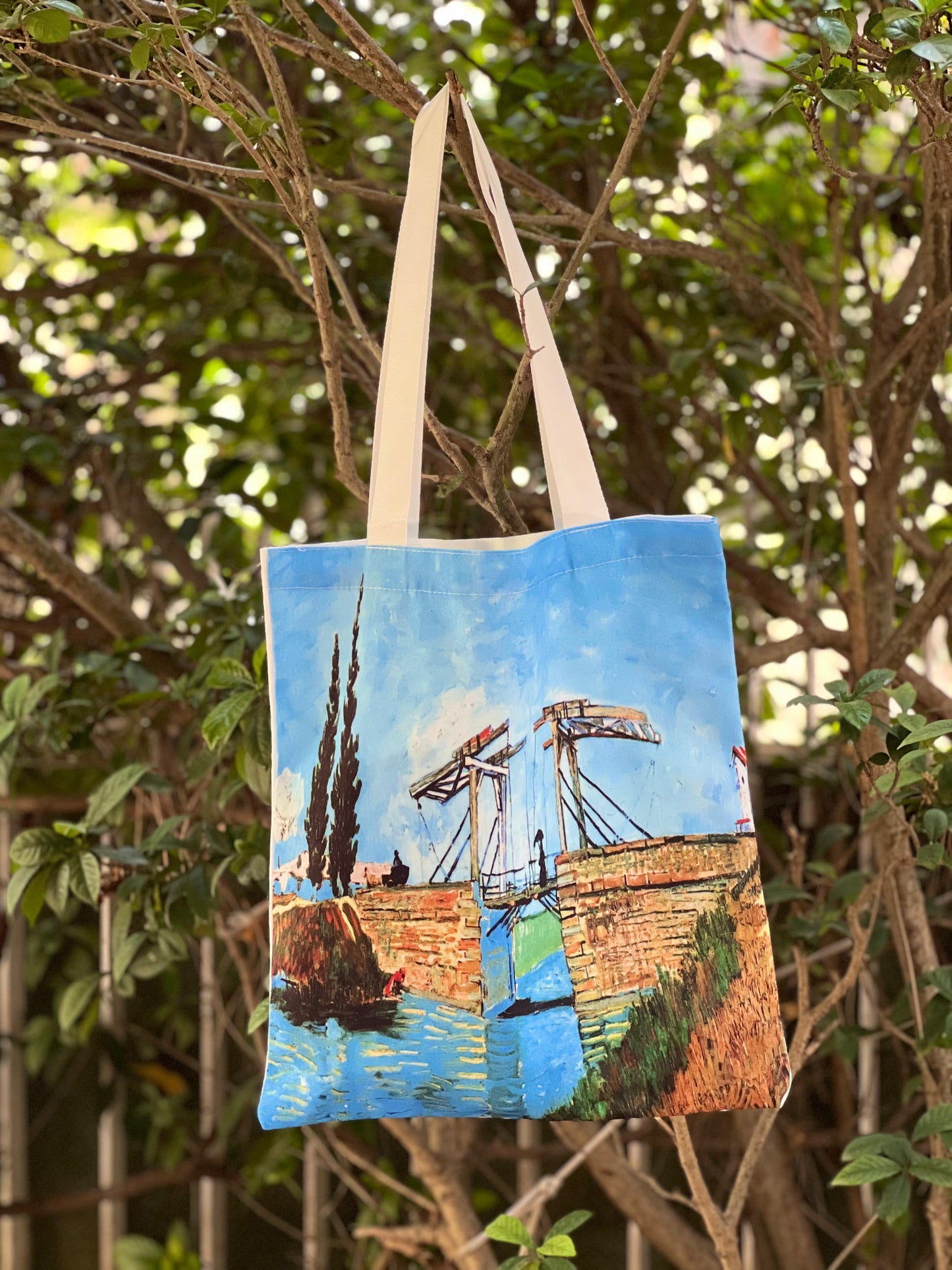 Van Gogh Langlois Bridge Tote Bag – Serene Water Scene Canvas Bag