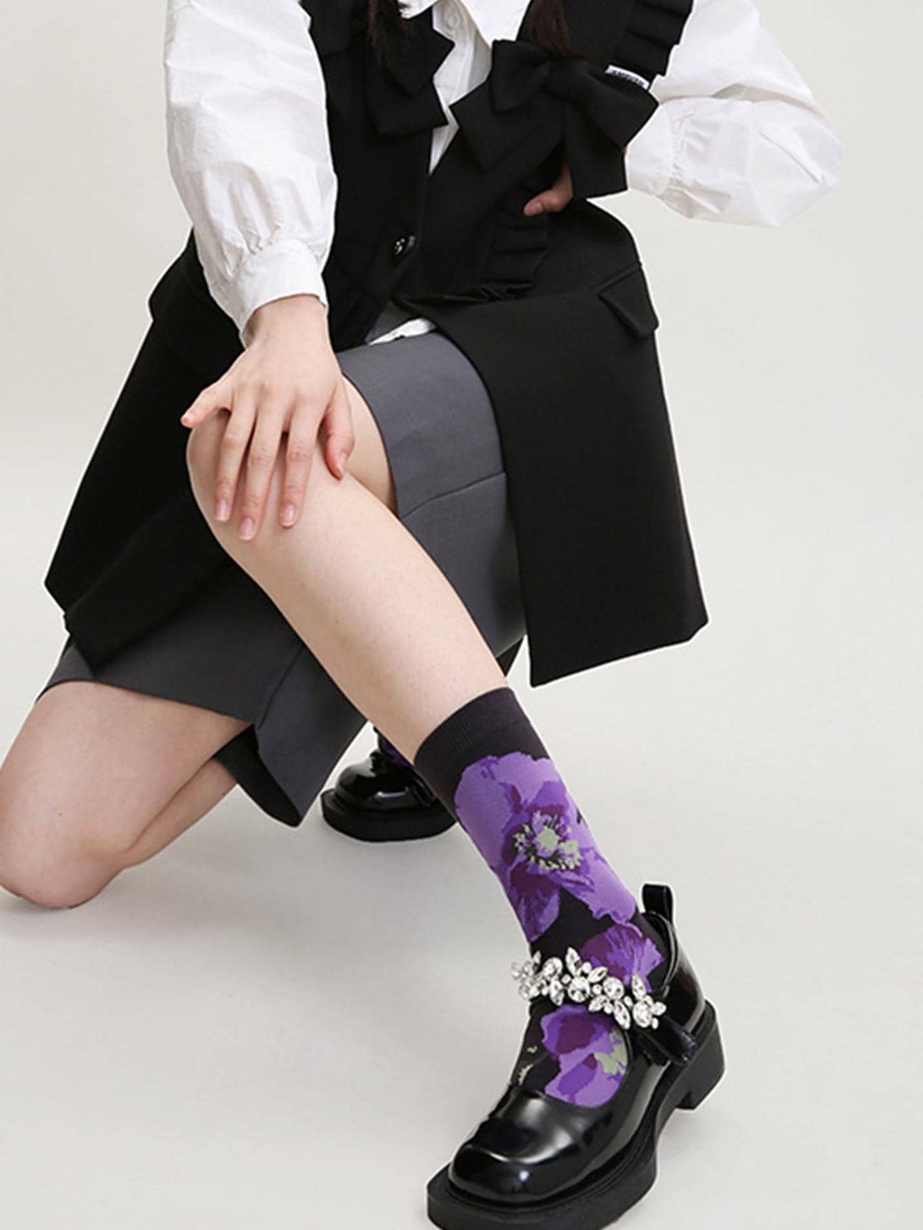 Women's Purple Socks Japanese Korean Style