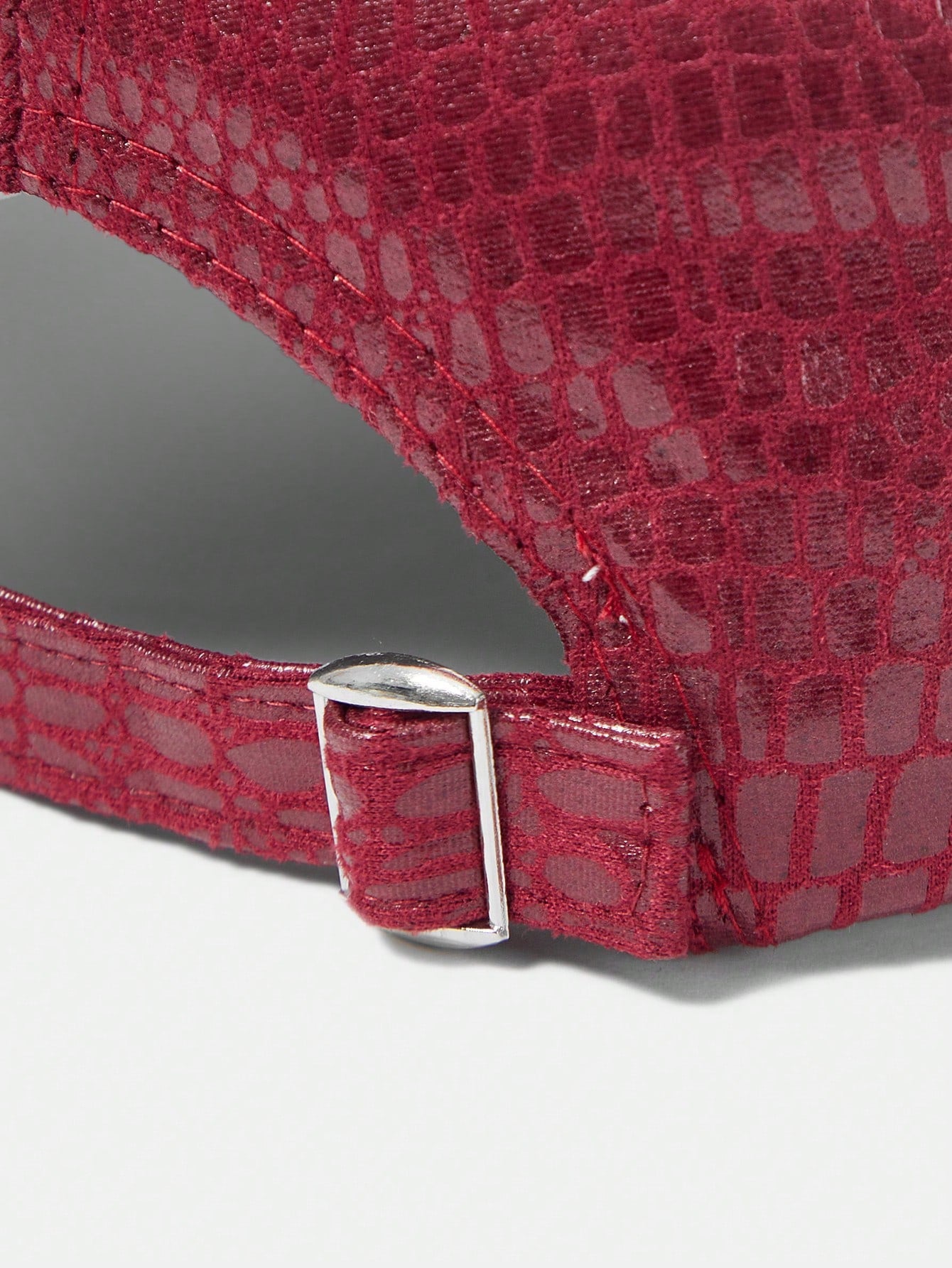 Bold Red Croc-Texture Leather Cap
