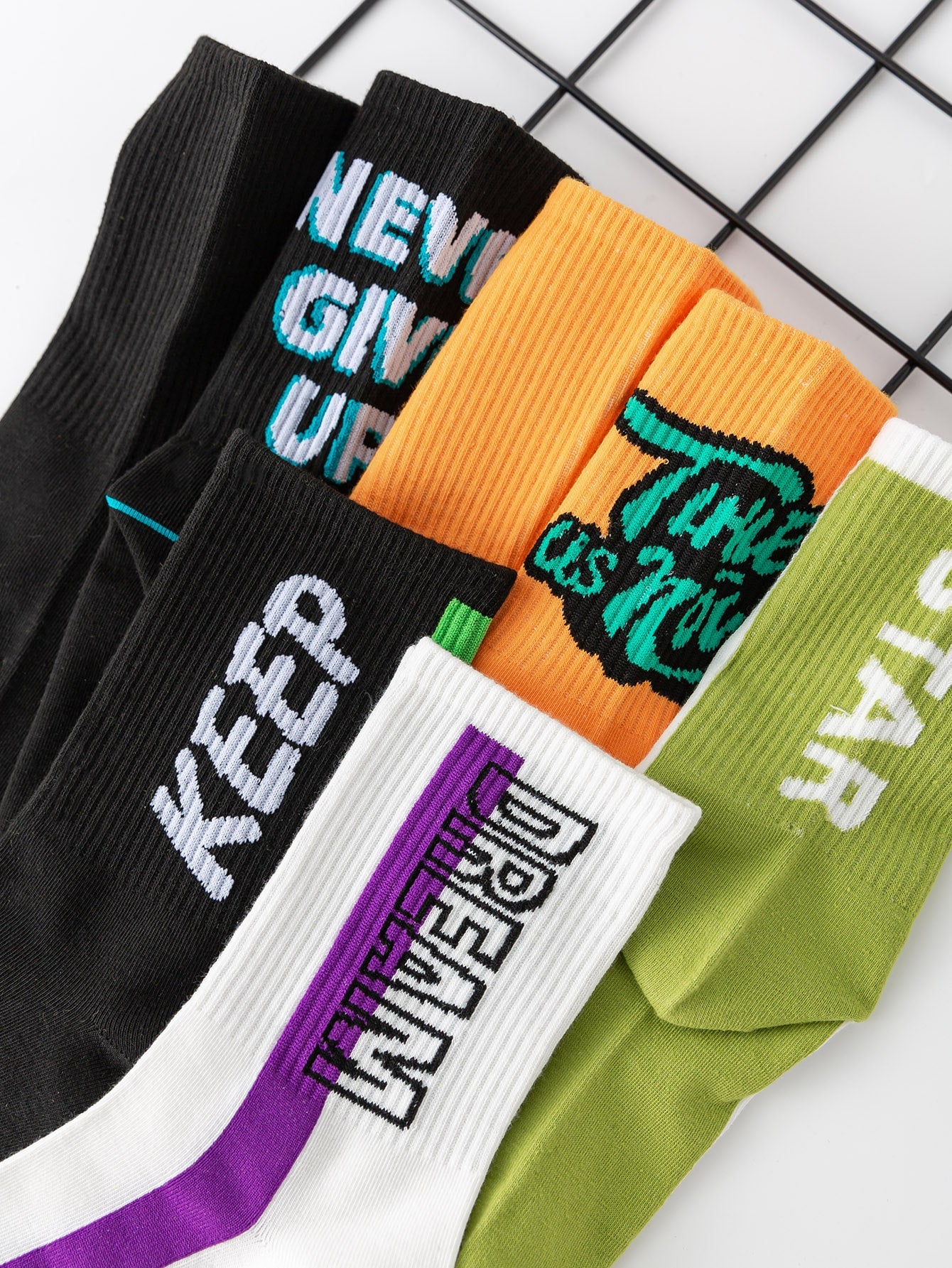 5 pairs Set Letter Graphic Crew Socks