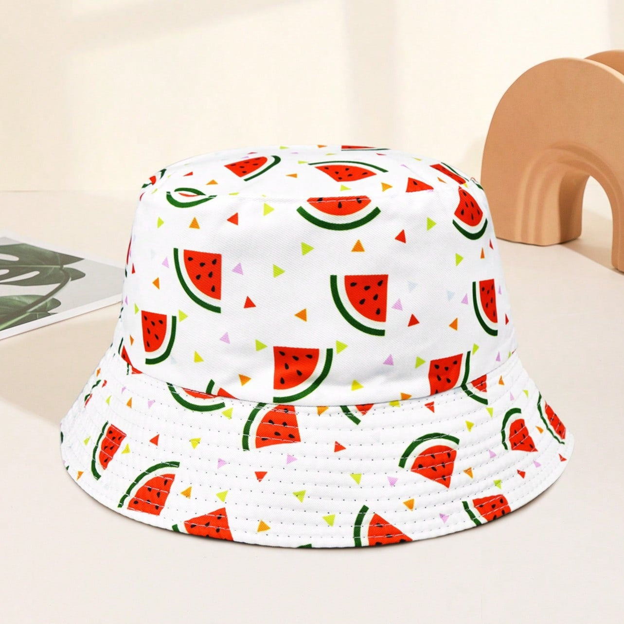 Watermelon Splash Bucket Hat – Fresh White Summer Pick
