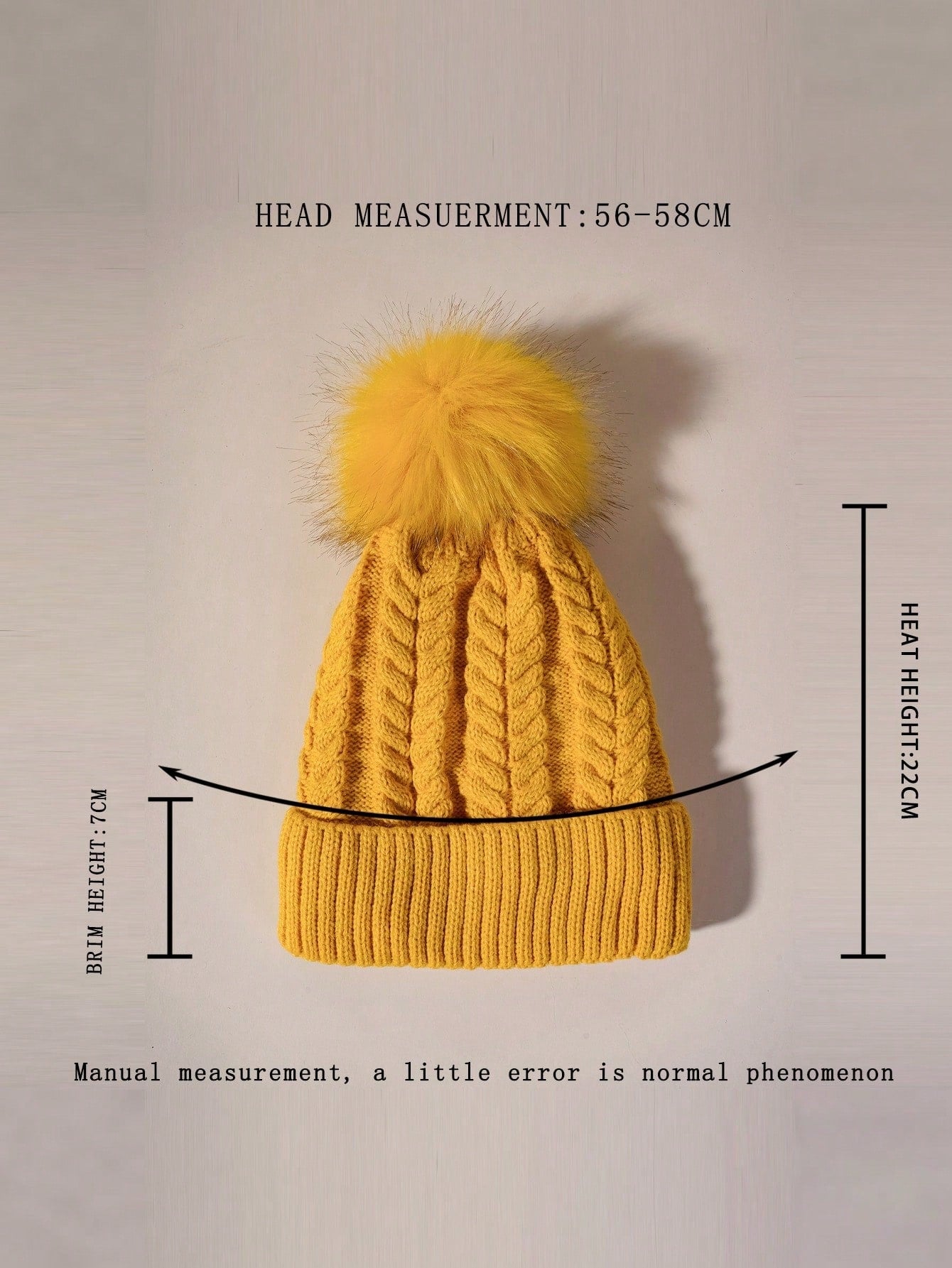 Cozy Yellow Pom-Pom Beanie – Stylish Winter Knit Hat for Women
