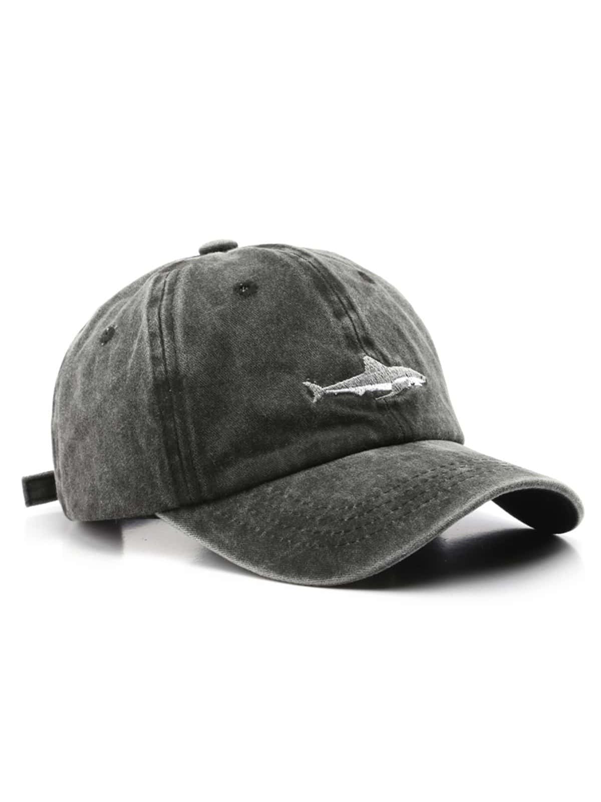 1pc Unisex Sporty Vintage Washed Shark Baseball Cap