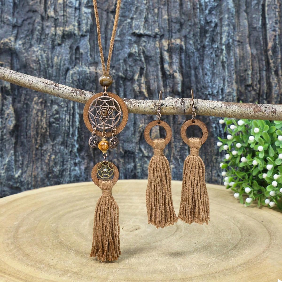 3pcs Bohemian Vintage Style Fringe: Necklace and Earring