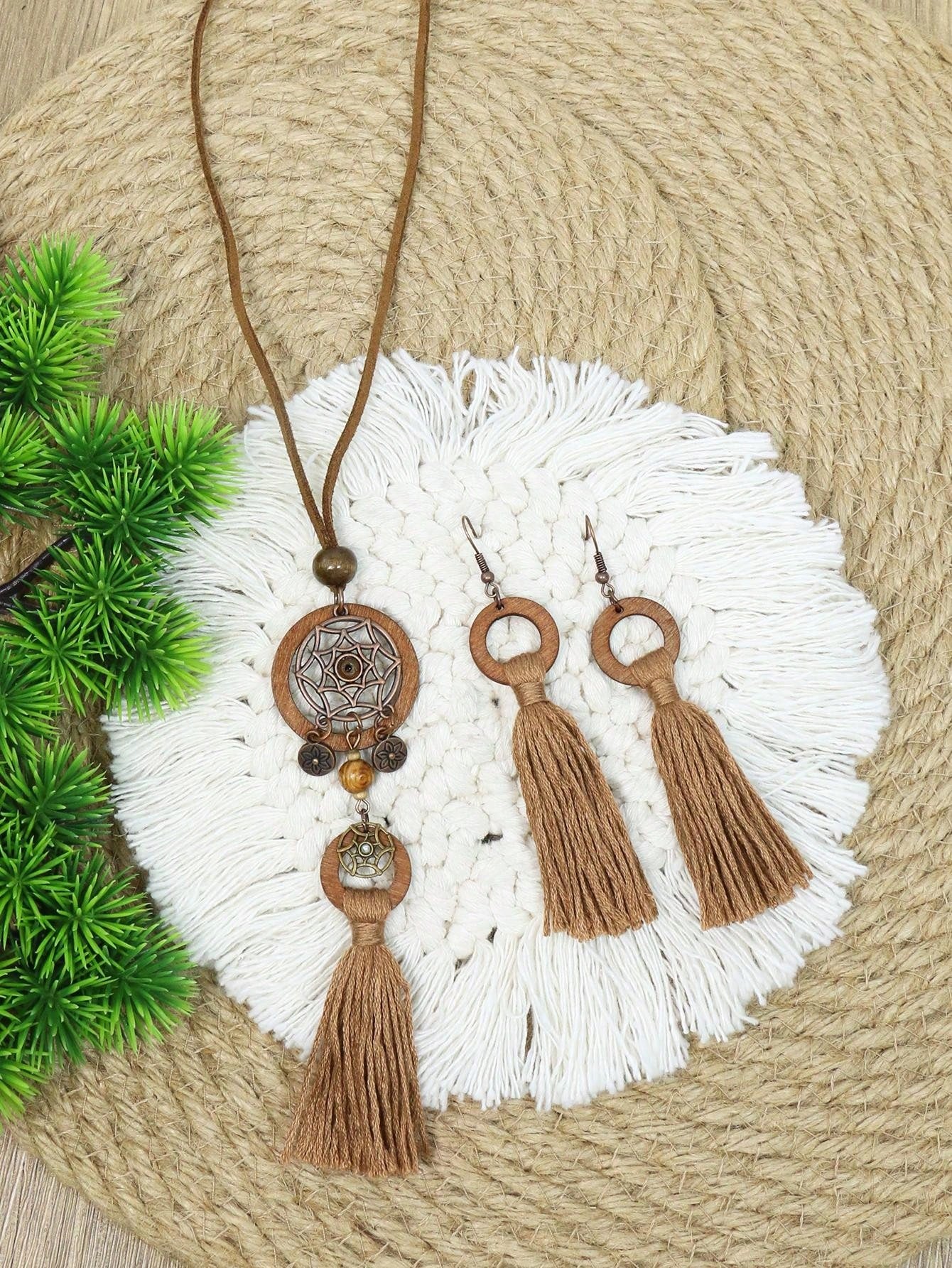 3pcs Bohemian Vintage Style Fringe: Necklace and Earring