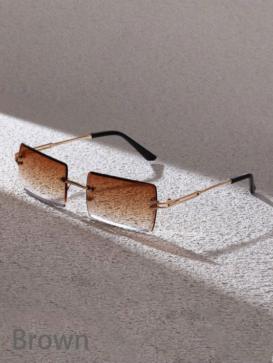 Men's Luxurious Rimless Rectangle Sunglasses