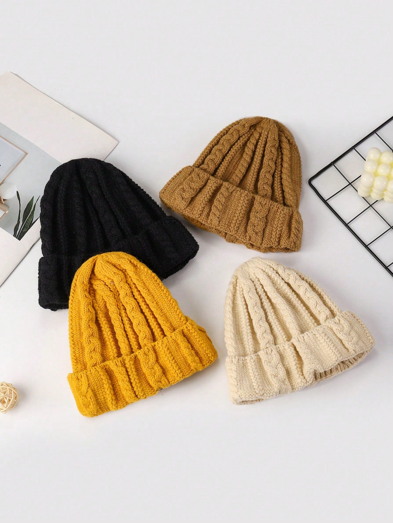 Stylish Cable Knit Beanies - Cozy Winter Hats in Vibrant Colors