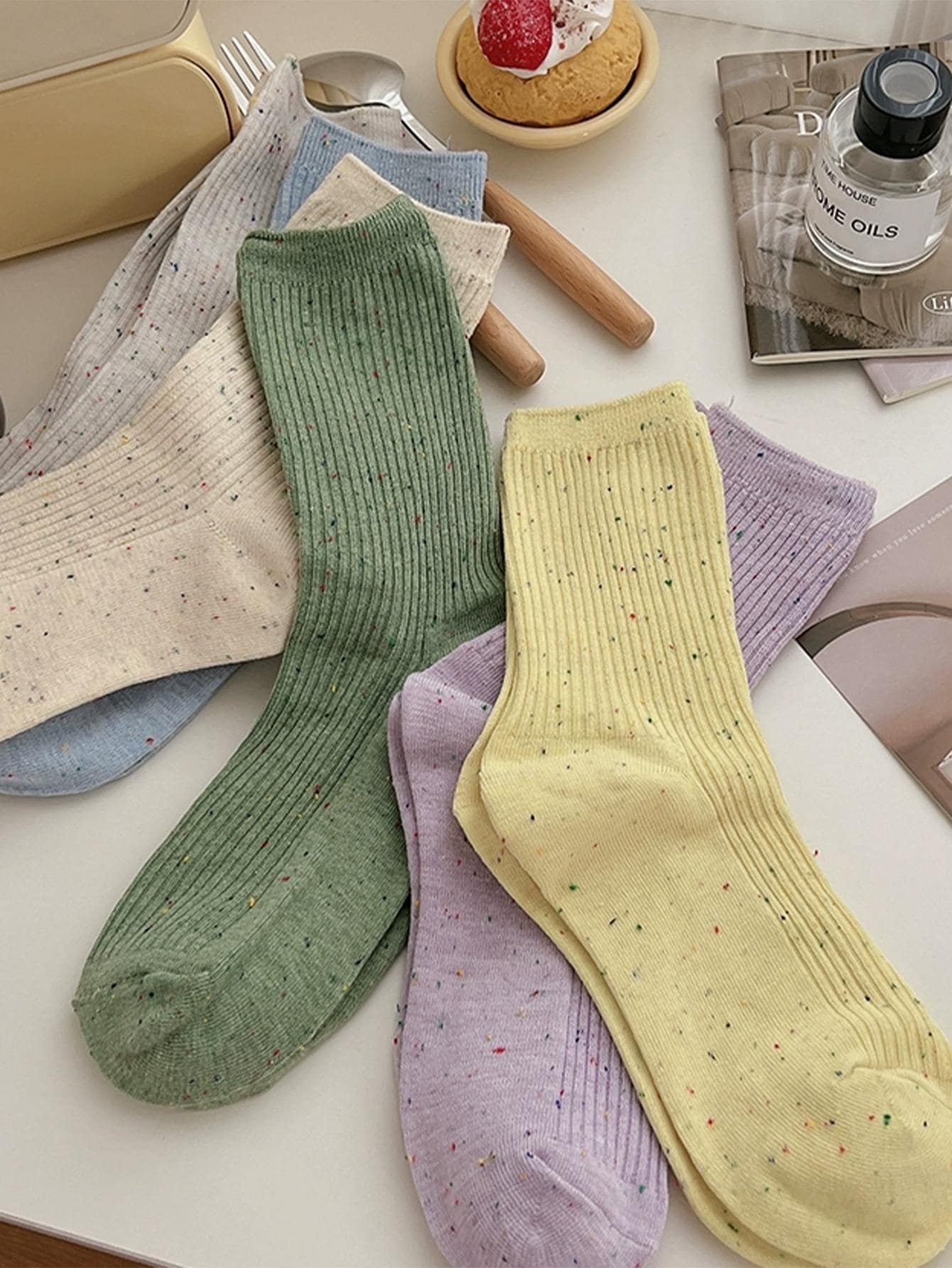 Colorful Speckled Cotton Socks - Soft & Stylish Multi-Pack