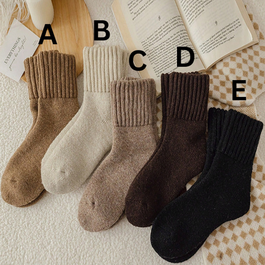 Classic Neutral Ribbed Winter Socks – Soft Thermal Knit Socks for Everyday Comfort