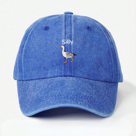 Blue "Silly Goose" Embroidered Denim Cap – Funny Vintage Hat
