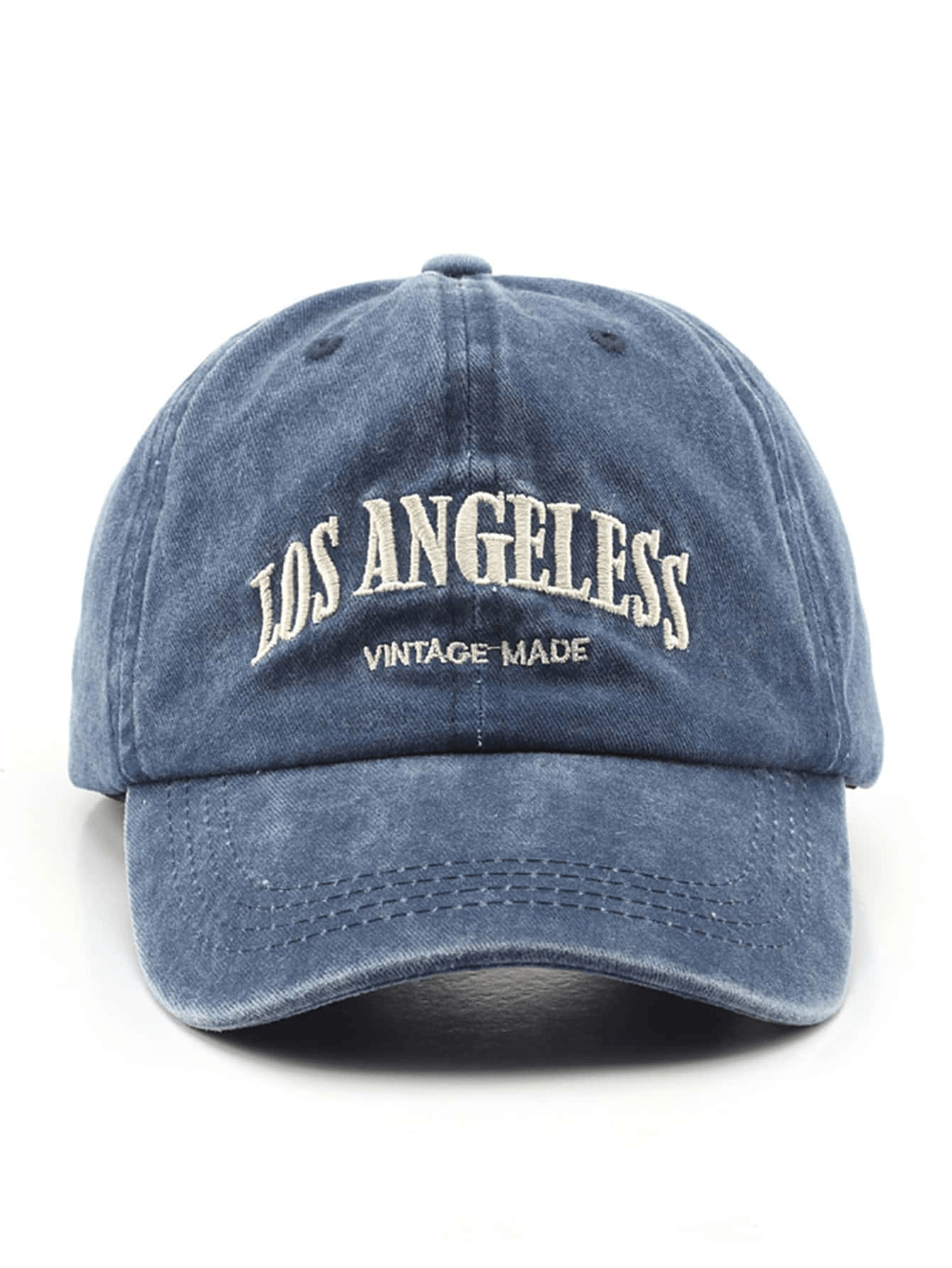 Vintage Los Angeles Embroidered Hat – Adjustable Denim Blue Baseball Cap