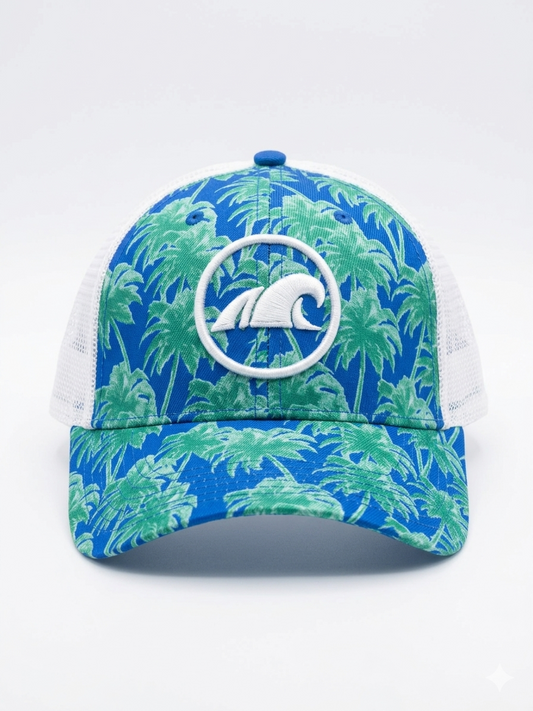 Minimalist Blue Wave Embroidered Cap