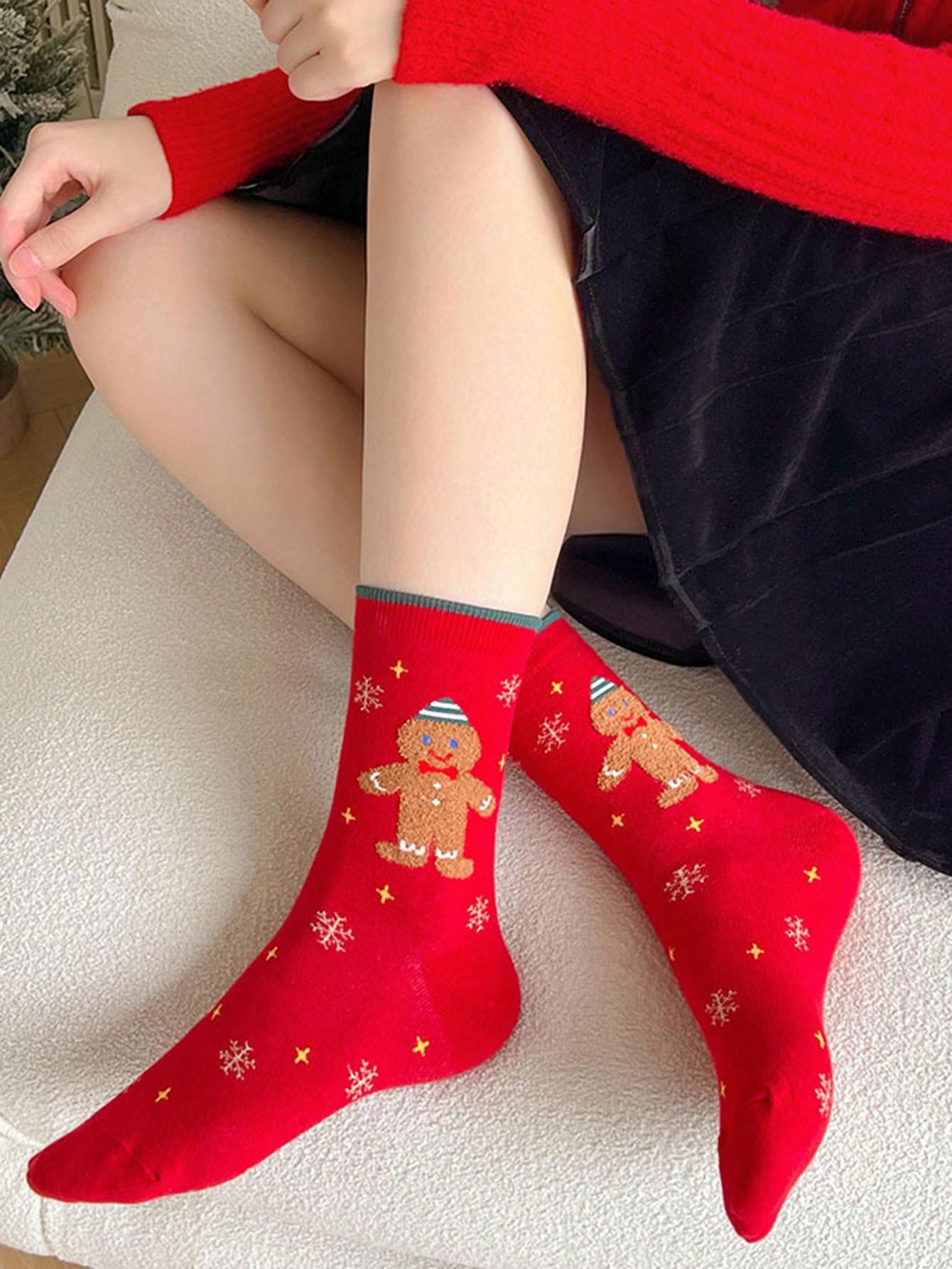 Festive Christmas Socks Set - Santa, Snowman, Tree, and Gingerbread Man Designs