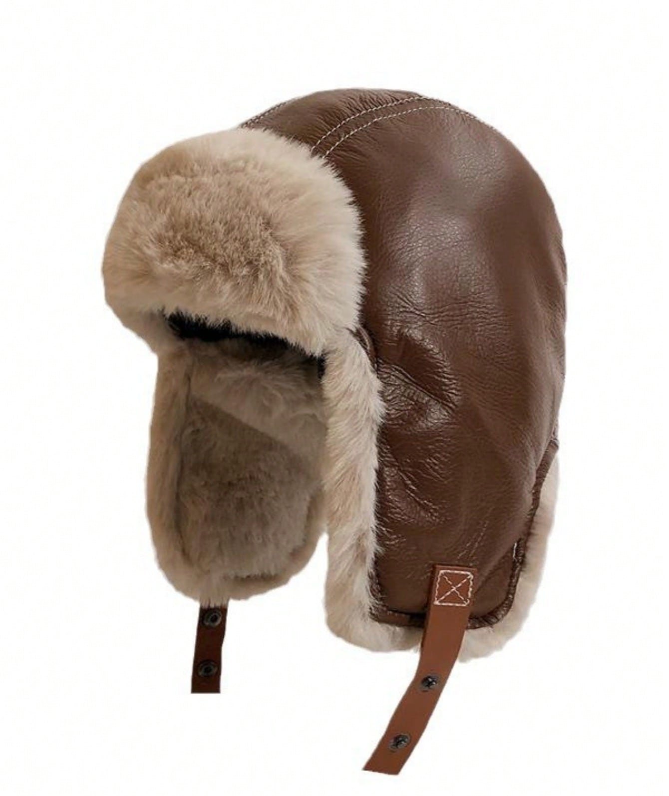 Brown Leather Trapper Hat