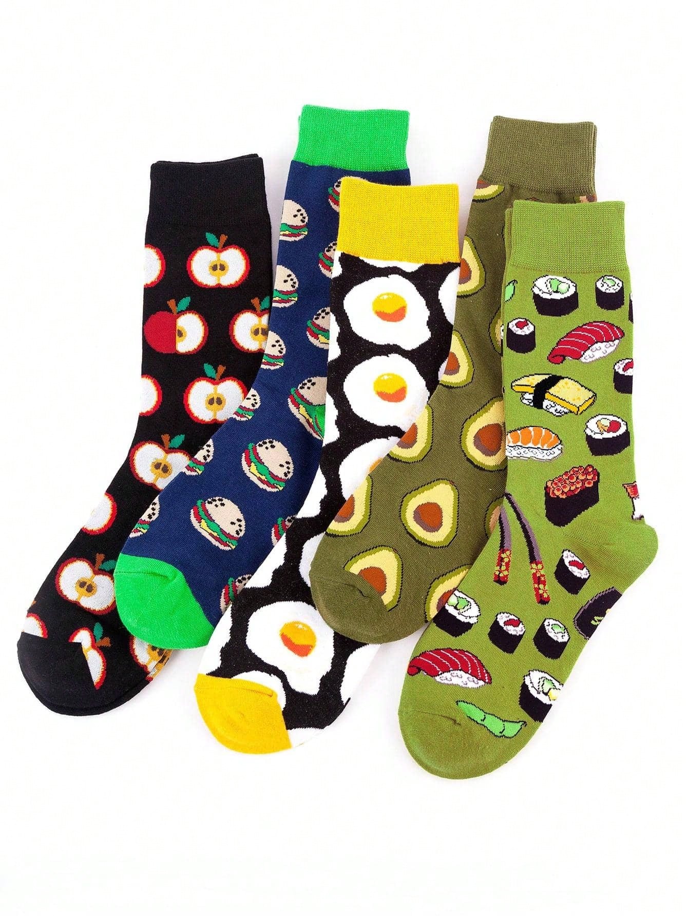 Fun Food-Themed 5-Pair Socks Set – Add Flavor to Your Style