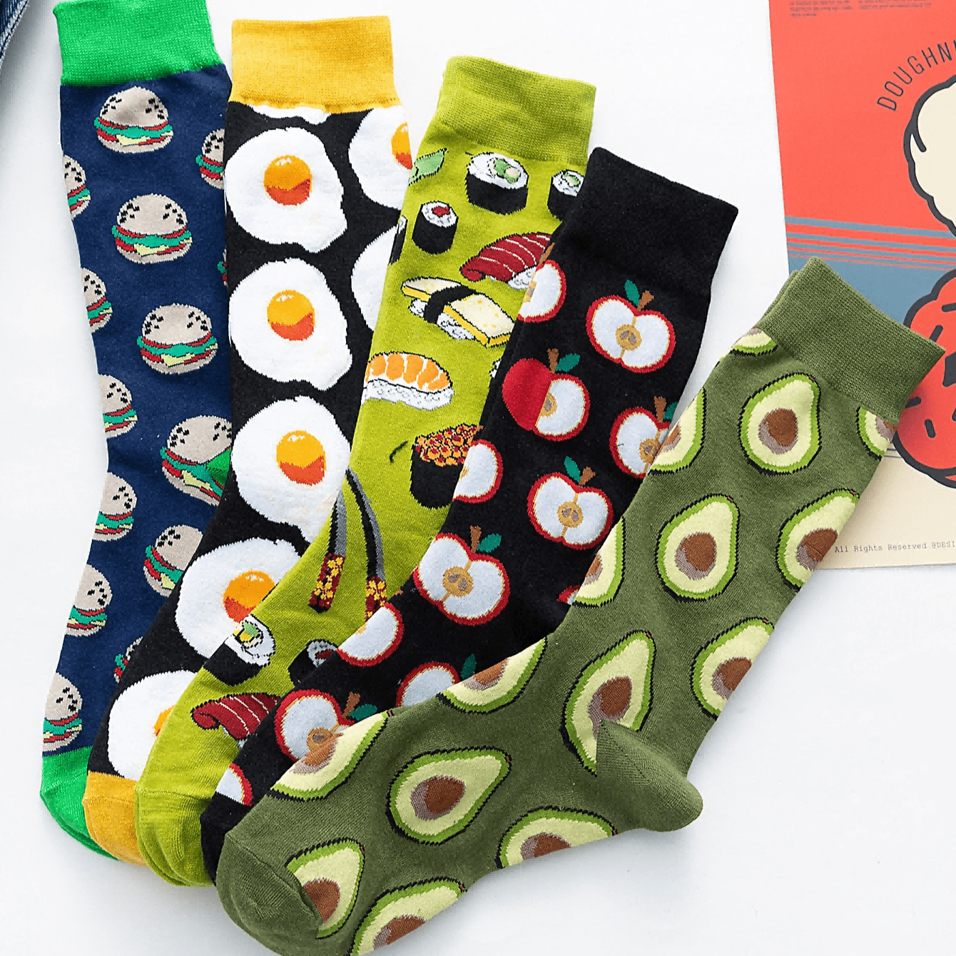 Fun Food-Themed 5-Pair Socks Set – Add Flavor to Your Style