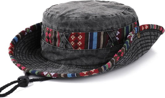 Handmade Vintage Boho Bucket Hat – Unisex Retro Style With Adjustable Strap