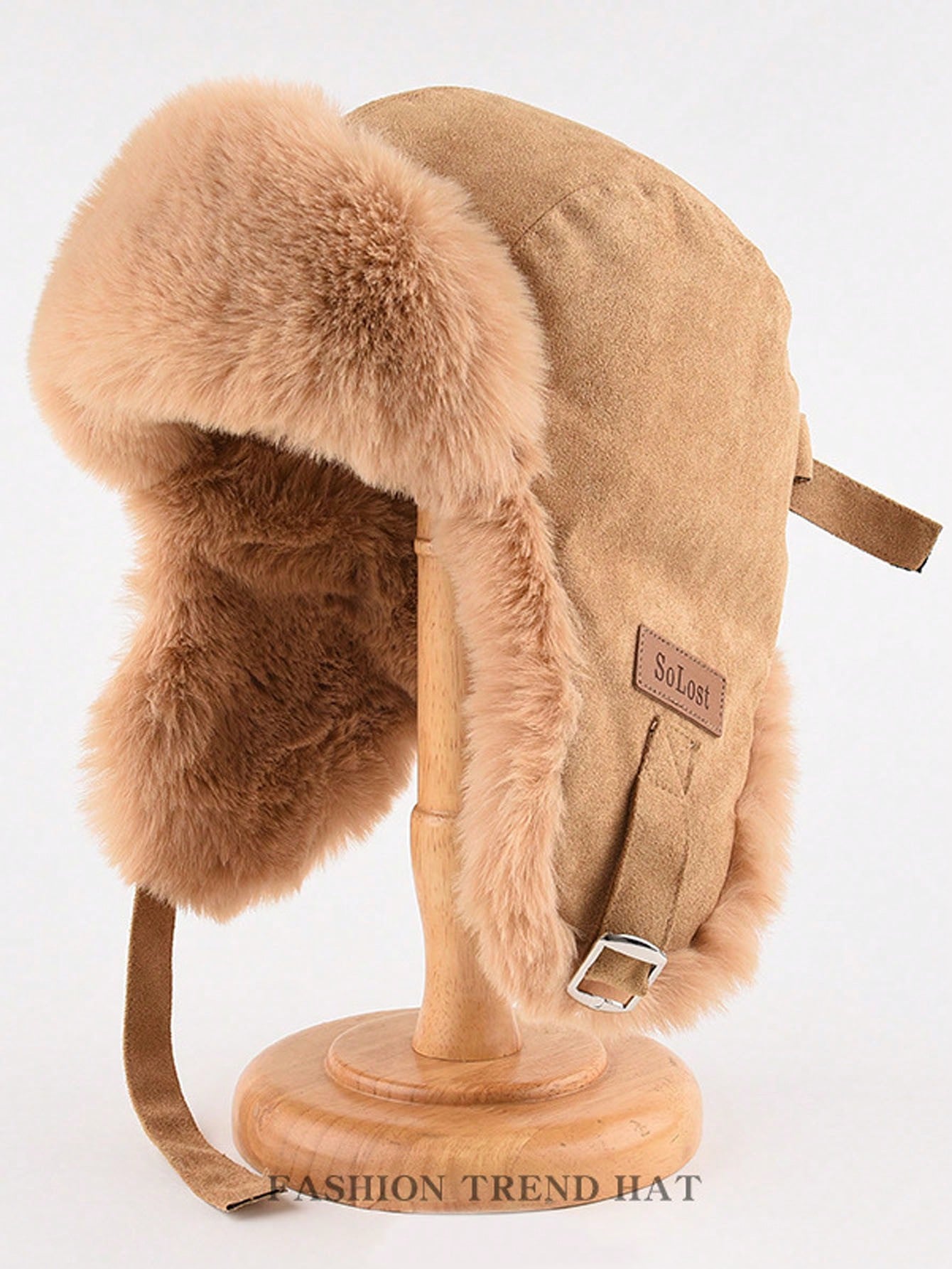 Beige Fur Winter Trapper Hat