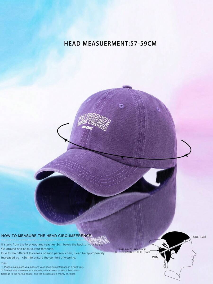 California Embroidered Baseball Cap – Adjustable Purple Cotton Hat