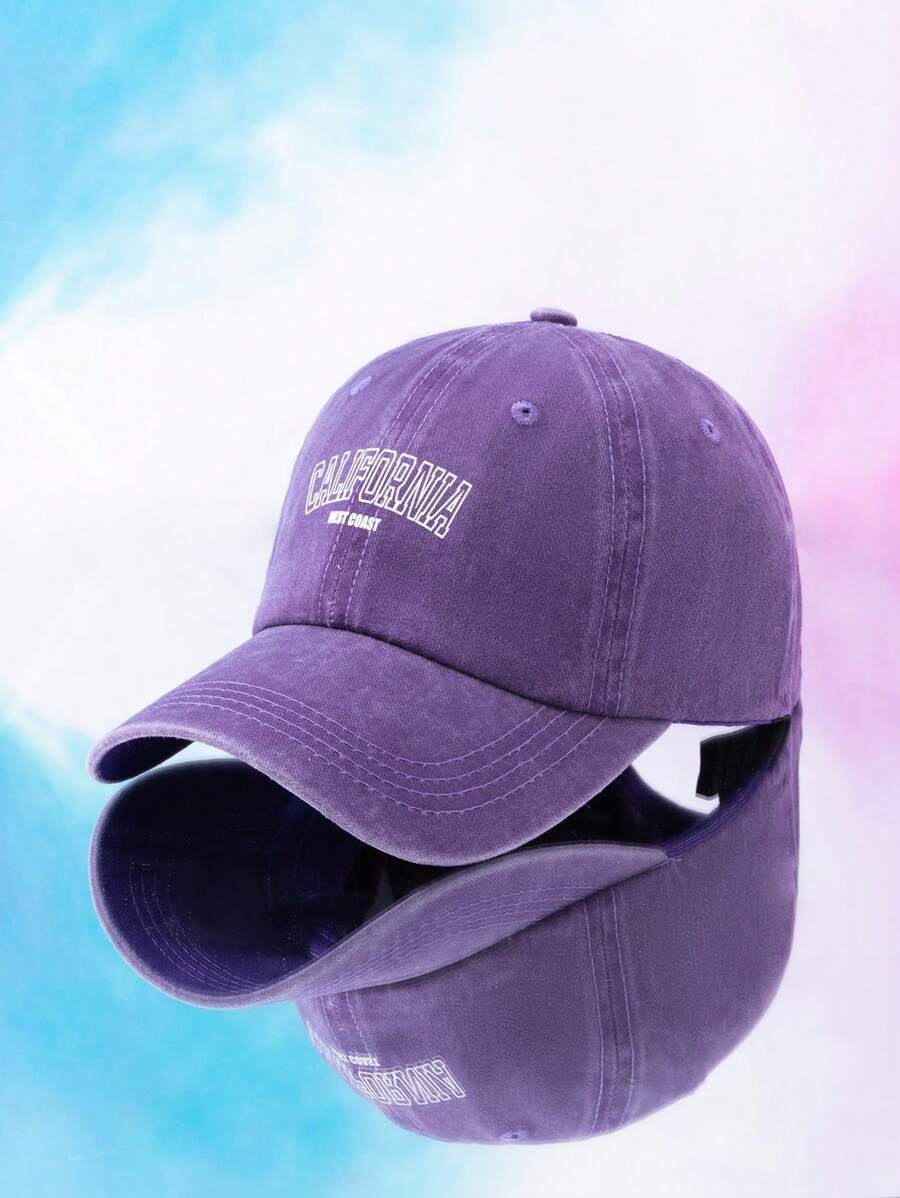 California Embroidered Baseball Cap – Adjustable Purple Cotton Hat