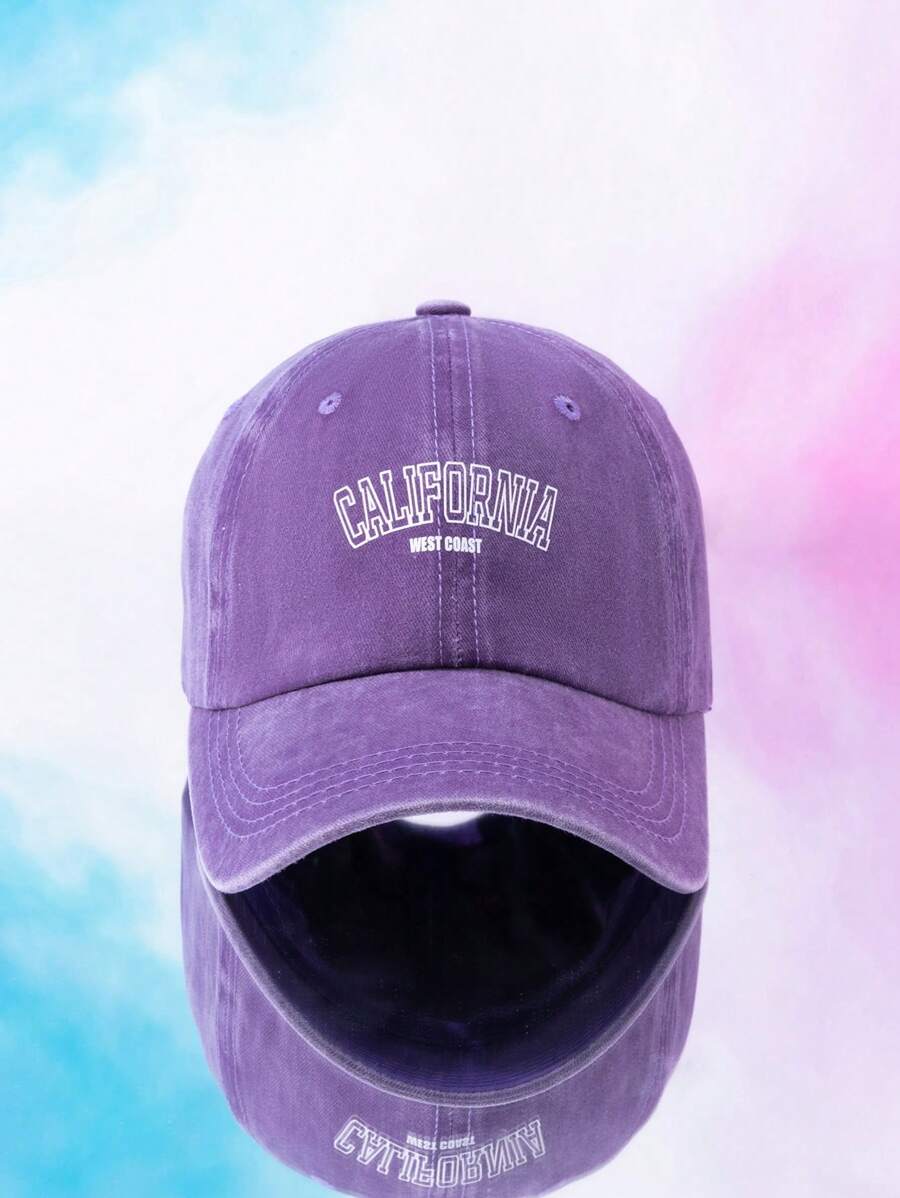 California Embroidered Baseball Cap – Adjustable Purple Cotton Hat