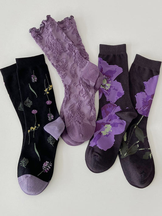 Women's Purple Socks Japanese Korean Style