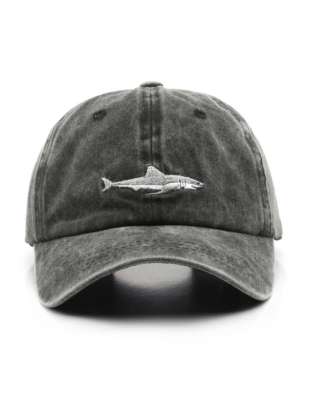 1pc Unisex Sporty Vintage Washed Shark Baseball Cap