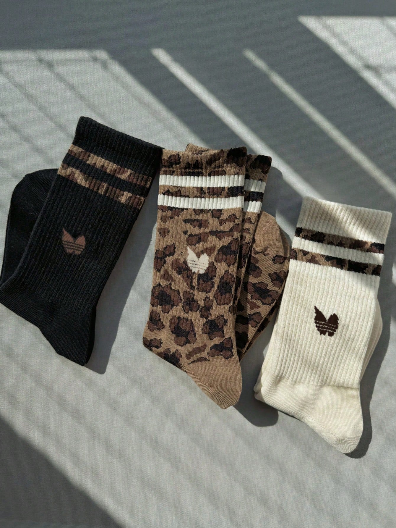 3-Pair Leopard & Striped Knit Socks Set – Trendy Warm Winter Socks Lebanon