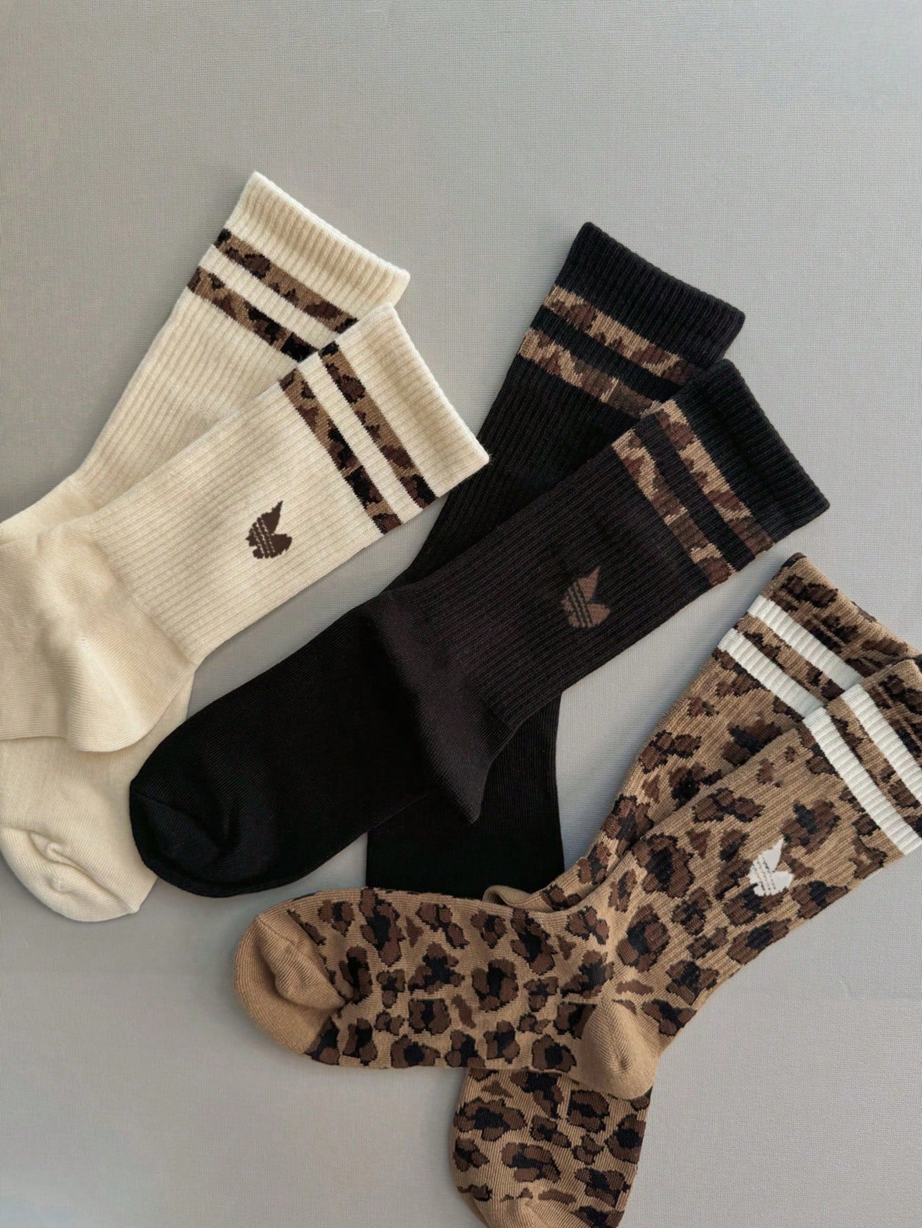 3-Pair Leopard & Striped Knit Socks Set – Trendy Warm Winter Socks Lebanon