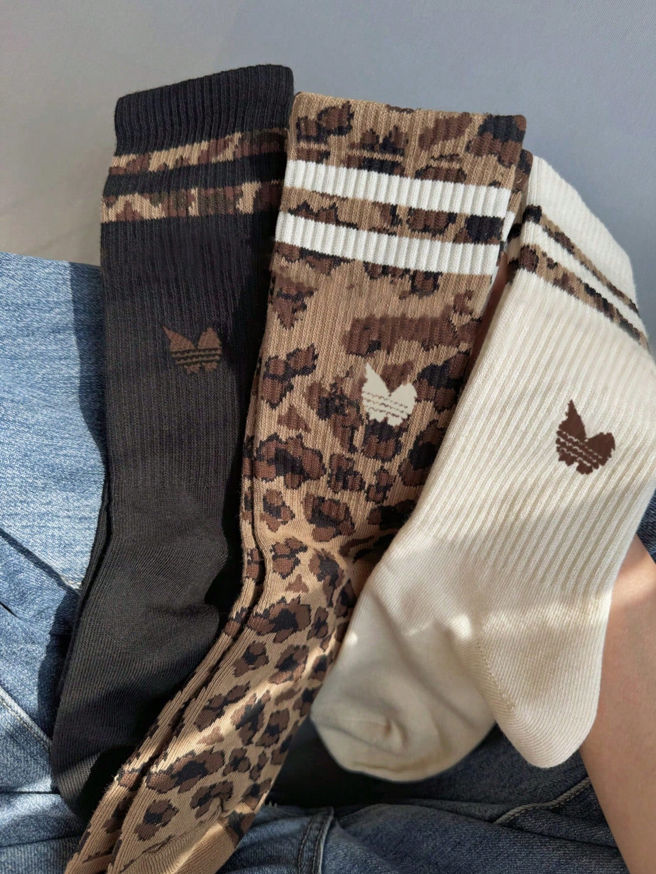 3-Pair Leopard & Striped Knit Socks Set – Trendy Warm Winter Socks Lebanon