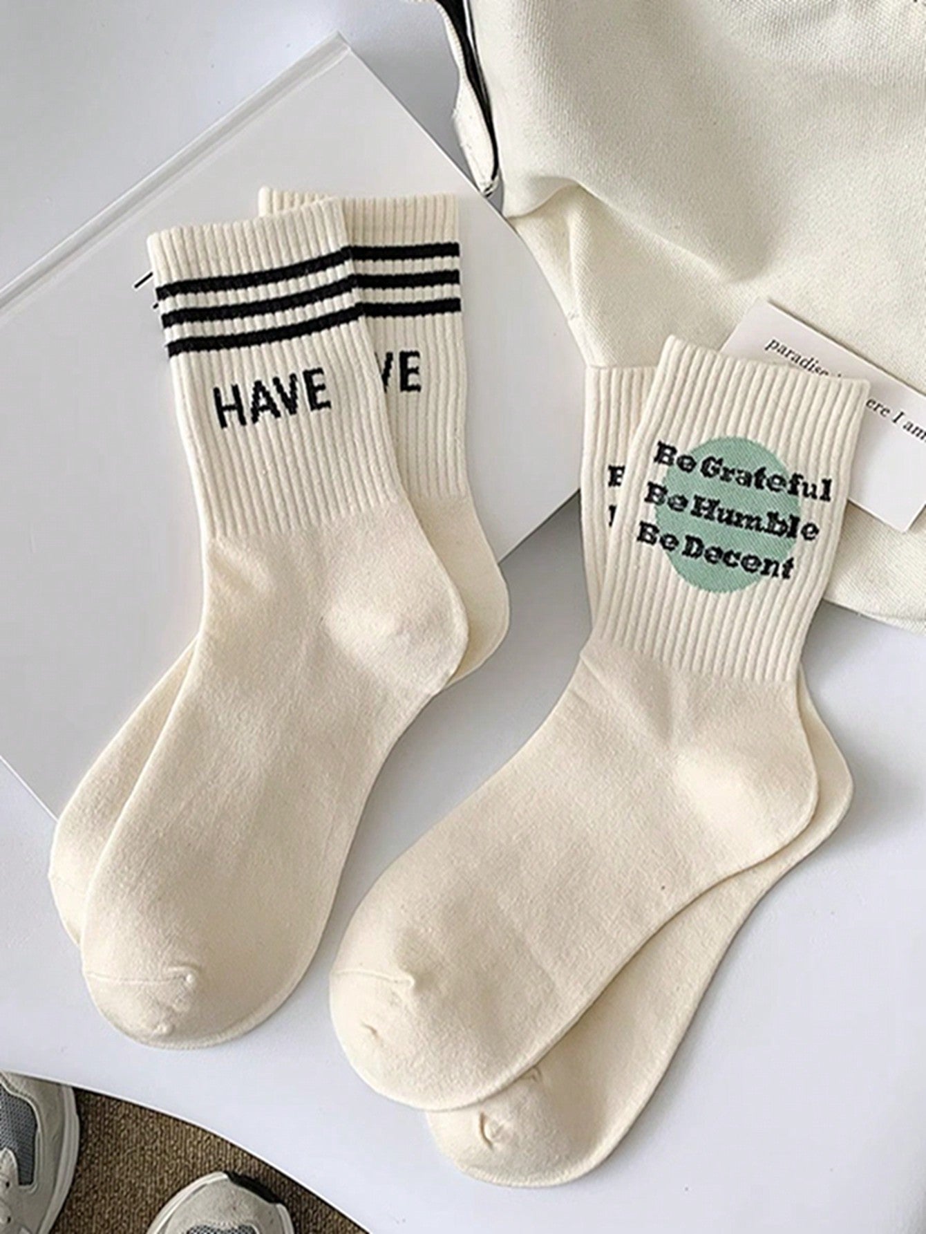 5 pairs set Women's Mid calf Letter Socks